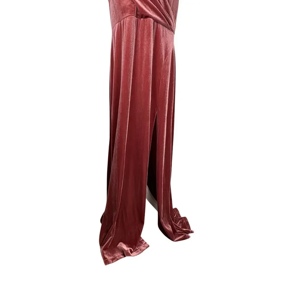 Jenny Yoo Devon Velvet Maxi Dress Gown Women's 18 English Rose Bridesmaid Formal